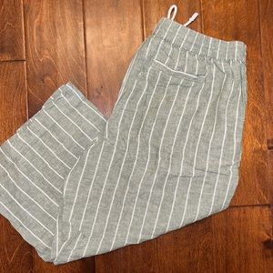 COPY - Capri green with white striped beach lounge pants, size large